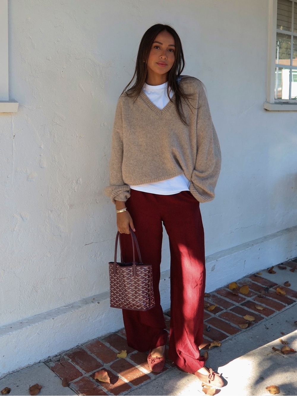 NWT SINCERELY JULES SILK PANTS IN DARK BROWN